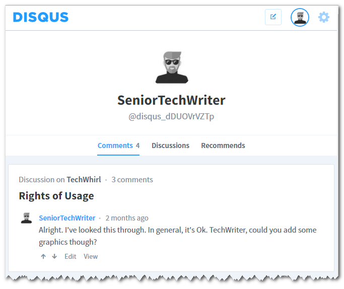 Disqus - user profile