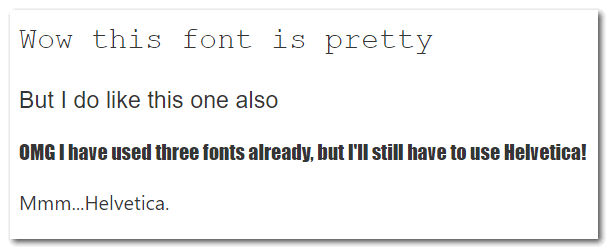 Three fonts on a page
