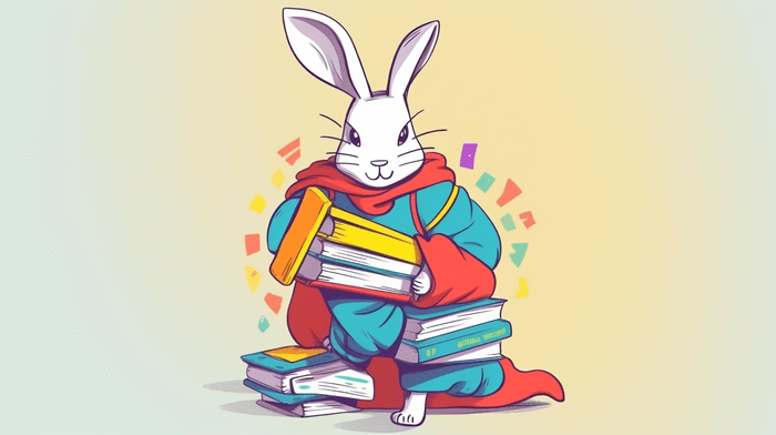 bunny holding books