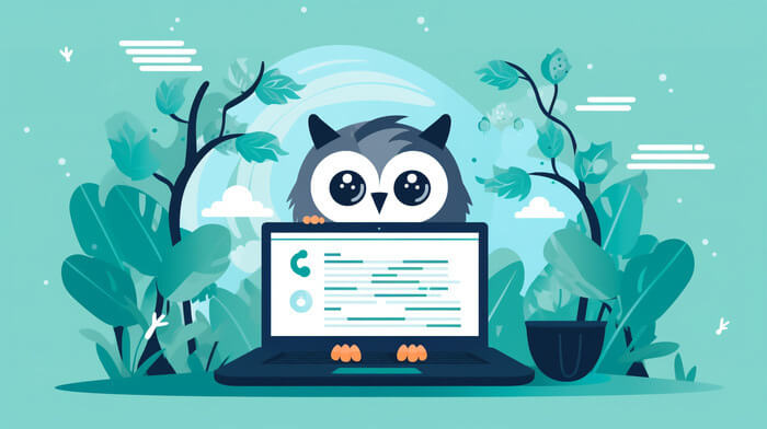 owl using laptop