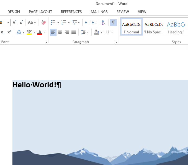 Background image in the MS Word file