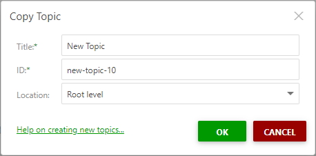 The Copy topic dialog
