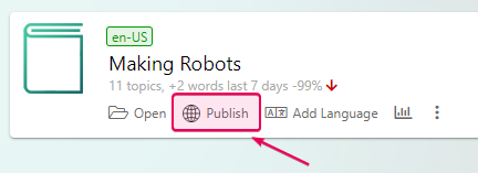 The Publish project button on the Author Dashboard