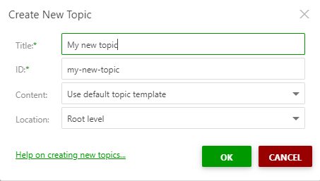 The Create New Topic dialog