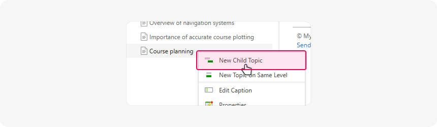 Create a new topic as a child