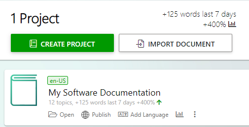 A project displayed on the Projects page