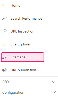 The Sitemaps button in Bing Webmaster