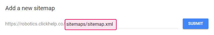 Paste the part of the sitemap link to the text field