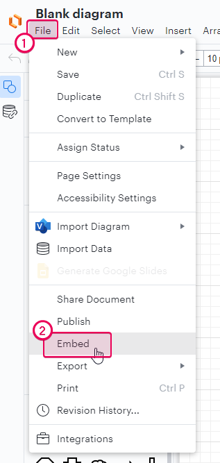 Open the diagram in Lucidchart and click embed button to copy the markup