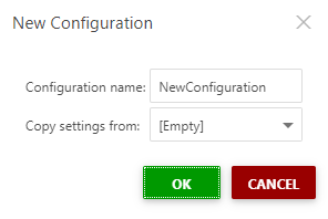 New export configuration dialog