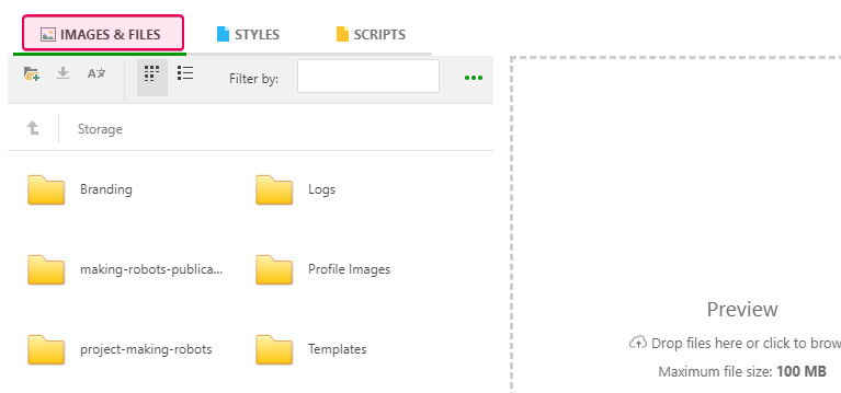 Images&Styles tab of the File Manager