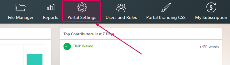 Click the Portal settings button on the Projects page