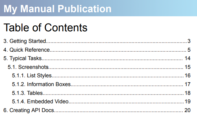 The Heading numbering started with 3 in the TOC in the PDF output