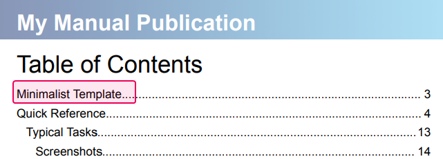 The Heading 1 from the topic's content in the TOC in the PDF output