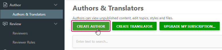 The Create Author button