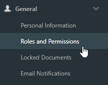 The Roles and Permissions section of user's setings