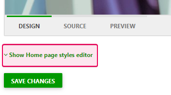 Navigate to the Show Home page styles editor section in the Portal Home Page settings