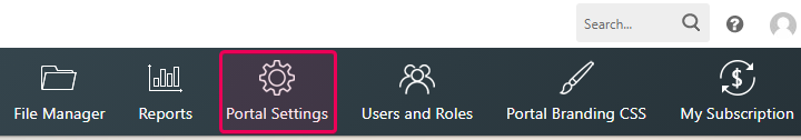 The Portal settings button on the Projects page