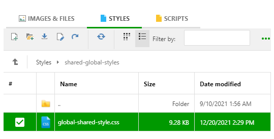 Rename the style file in the File Manager
