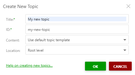 The Create New Topic dialog