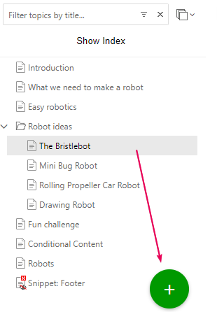 The Create New Topic button in the topic's editor