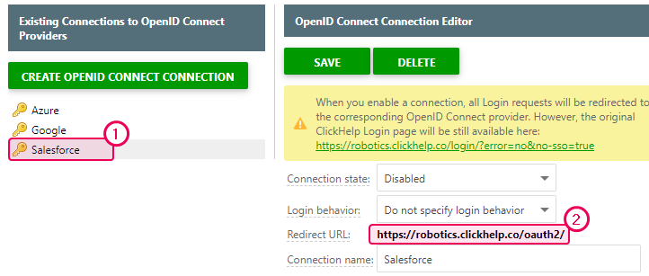 Open the ClickHelp Single Sign-On settings and get the Redirect URL