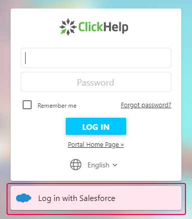 The Log in with Salesforce option on the ClickHelp login page