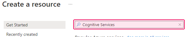 Cognitive Services search