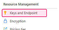 The Keys and Endpoint section