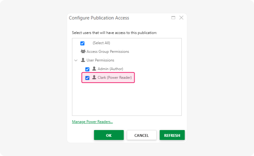 The Configure Publication Access dialog