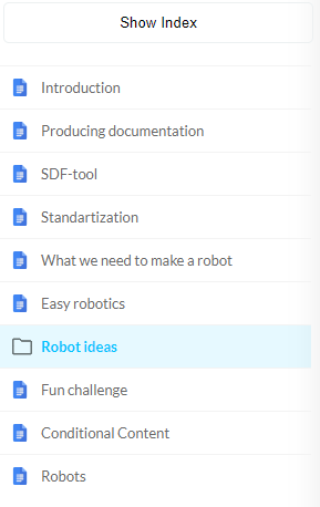 The modified topic icons of the TOC in the Reader UI