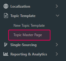 The Topic Master Page section of the Portal settings