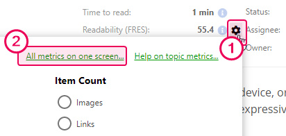 The All metrics on one screen link in the topic header