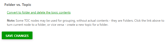 Folder vs. Topic section on the General topic properties page
