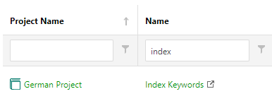 Filter the translation documents to display only index keywords ones