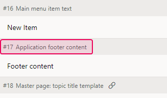 Application footer content label in the Translation Editor
