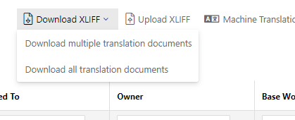 Download XLIFF button on the Translation Dashboard