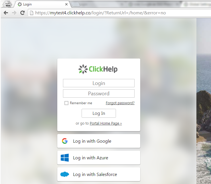 ClickHelp Log In page