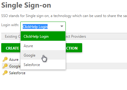 Choose Google in the Login with combo box