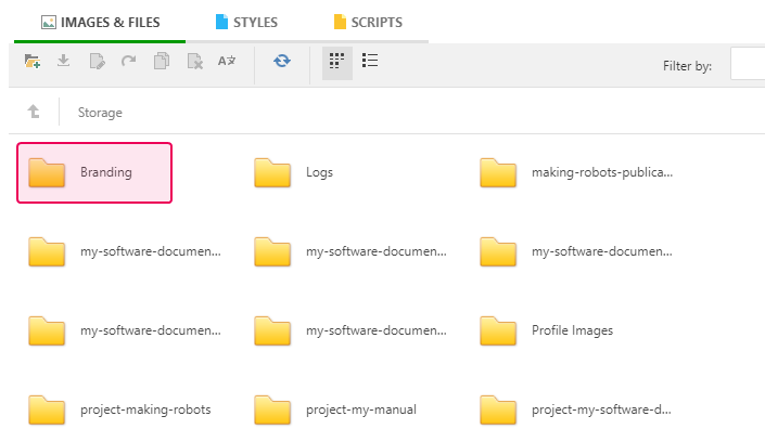 The Branding folder in the File Manager