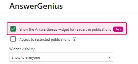 The AnswerGenius checkbox in portal settings.