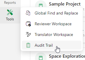 The Audit Trail feature from the Tools menu in the side nav.