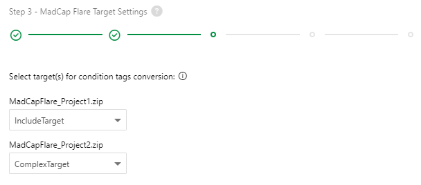 Select the Targets (Conditional Tag Sets) for conditional tag conversion on the Import Wizard.