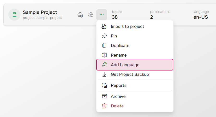 Add a new project language.