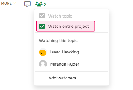 Option to watch a whole project.