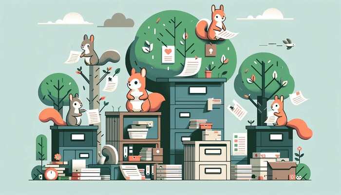 squirrels gathering documents